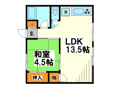 マンションアイダ(1LDK/2階)の間取り写真