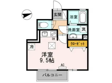 アケボノVIII(ワンルーム/1階)の間取り写真