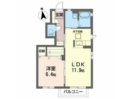 フォンテーヌ一番館(1LDK/1階)の間取り写真