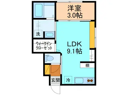 HERIOS中川原ドゥ(1LDK/1階)の間取り写真