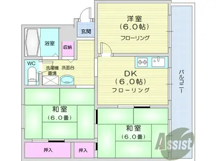 グリーンハイツ(3DK/3階)の間取り写真