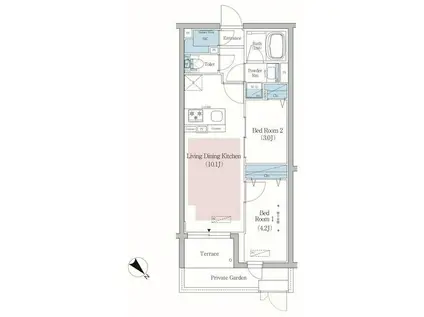 アーバネックス文京小石川(2LDK/1階)の間取り写真