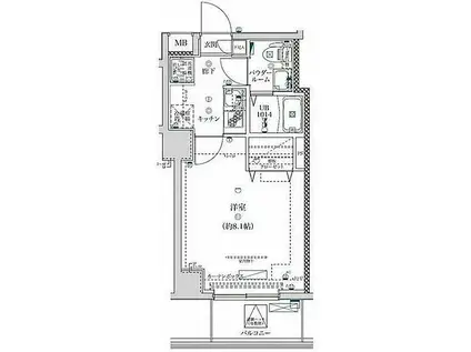 エスファルべ川口(1K/4階)の間取り写真