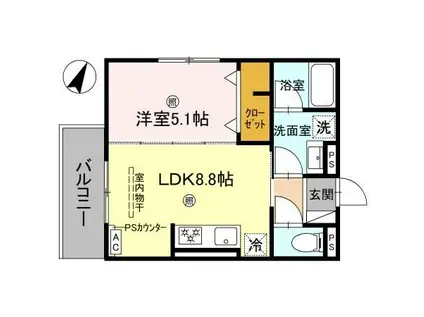 ピオーネ荘(1LDK/2階)の間取り写真