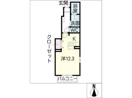 ジェルメ(1K/1階)の間取り写真