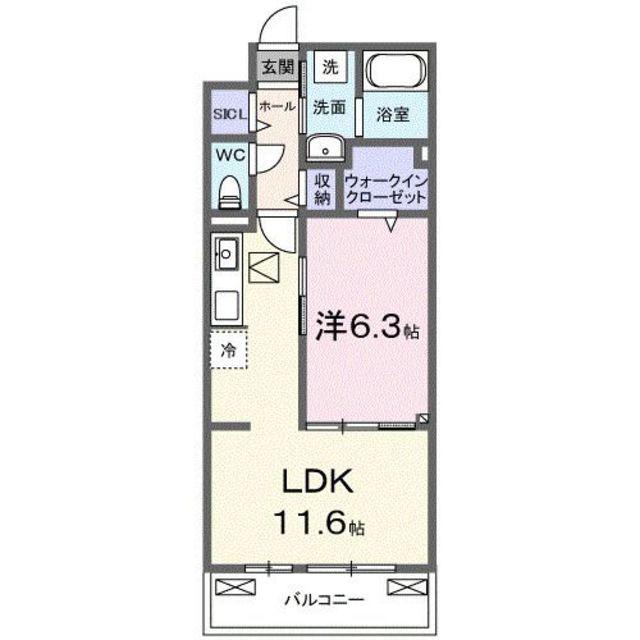 ラピス飯能(1LDK/3階)の間取り写真