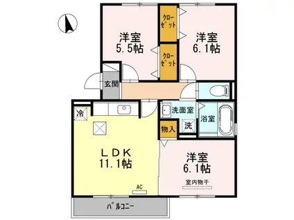 ウエスト ルール(3LDK/2階)の間取り写真