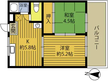 フローレンス畑中(2K/2階)の間取り写真