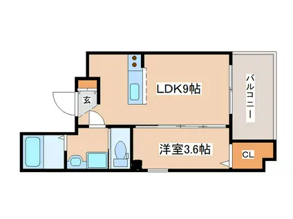 フルール新長田(1LDK/4階)の間取り写真