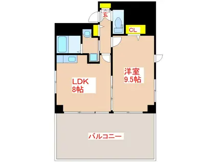 KSCOURT騎射場(1LDK/7階)の間取り写真