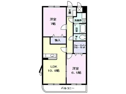 ベル・アンジュ(2LDK/6階)の間取り写真