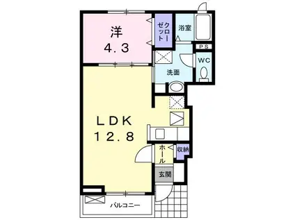 ピースパレス(1LDK/1階)の間取り写真