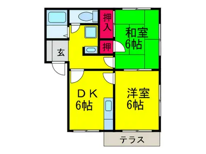 角野ハイツ(2DK/1階)の間取り写真