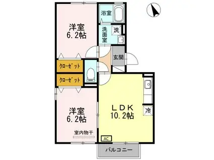 セジュールひまわり(2LDK/3階)の間取り写真