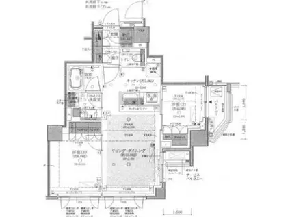 江戸川橋 2LDK(2LDK/1階)の間取り写真