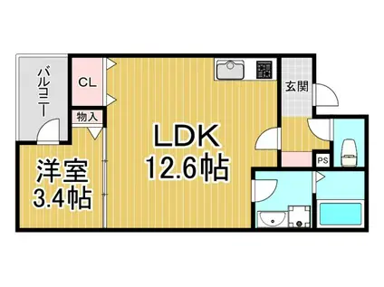 LA-CREA七松町2丁目(1LDK/3階)の間取り写真