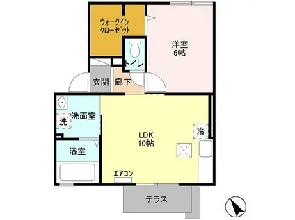 テラス冨士(1LDK/2階)の間取り写真