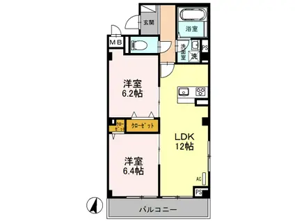 エクセレントヒルズ(2LDK/2階)の間取り写真