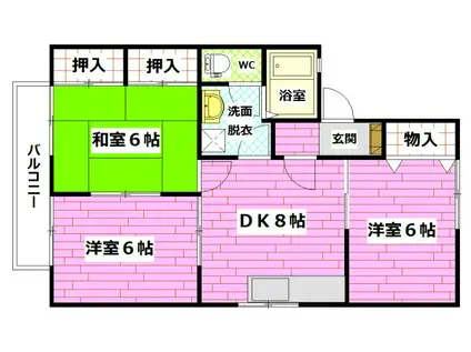 セジュール仁科C棟(3LDK/1階)の間取り写真