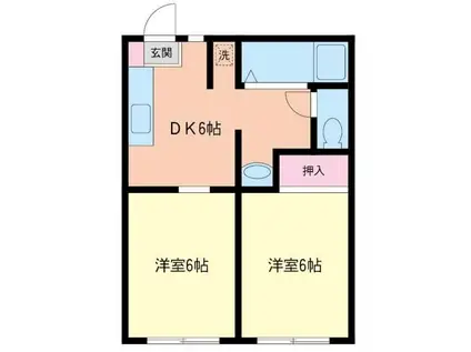 ウエストヒルズC棟(2DK/1階)の間取り写真