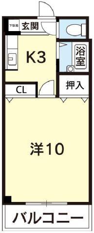ハイツウインダム(1K/2階)の間取り写真