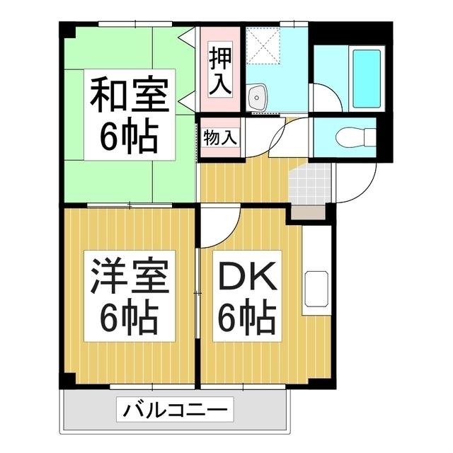 グリーンライフA棟(2DK/2階)の間取り写真