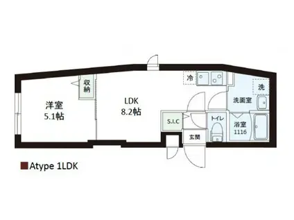 プロスタイルウェルス墨田(1LDK/4階)の間取り写真