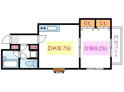 サザンヴィレッヂ(1LDK/2階)の間取り写真