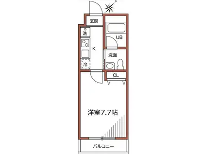 カーサ・ヒロ(1K/2階)の間取り写真