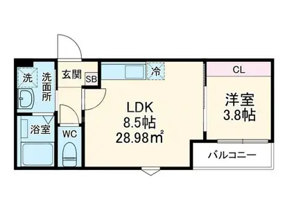 GRADUS黒砂(1LDK/2階)の間取り写真