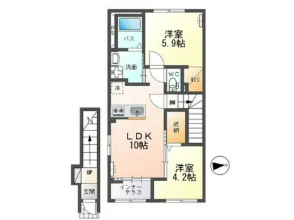 FRONT IS LAND II (2LDK/2階)の間取り写真