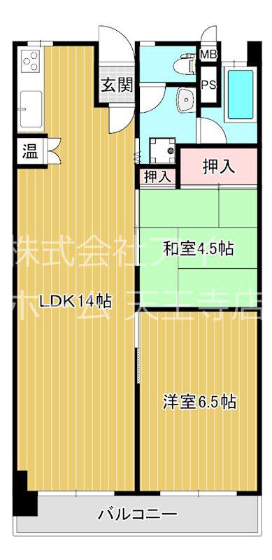 コーポアビコ(2LDK/3階)の間取り写真