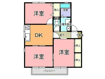 エマーブル(3DK/1階)の間取り写真