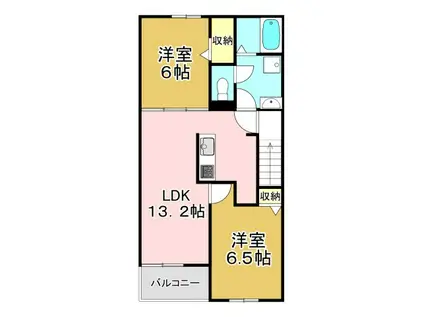 ネオンビオスII(2LDK/2階)の間取り写真