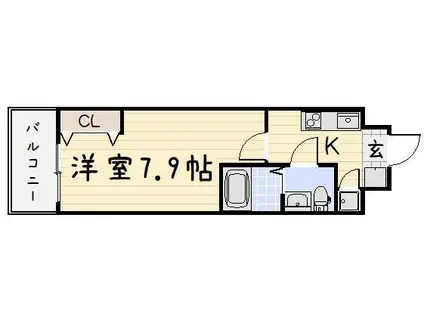 NO.65クロッシングタワーORIENT.BLD(1K/2階)の間取り写真