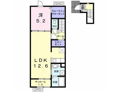 シエルエトワレ C(1LDK/2階)の間取り写真