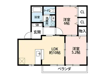 ディアス白樺C棟(2LDK/1階)の間取り写真