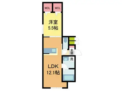 コスモス北口町(1LDK/1階)の間取り写真