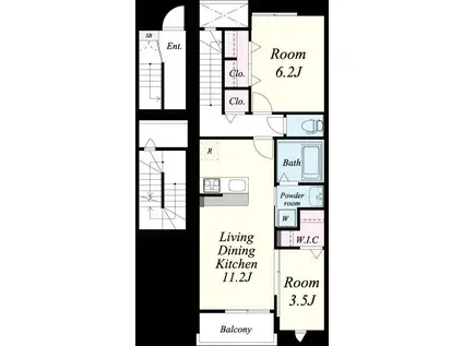 プレミアム県庁前B棟(2LDK/3階)の間取り写真