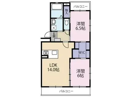 キュテレイアA(2LDK/3階)の間取り写真