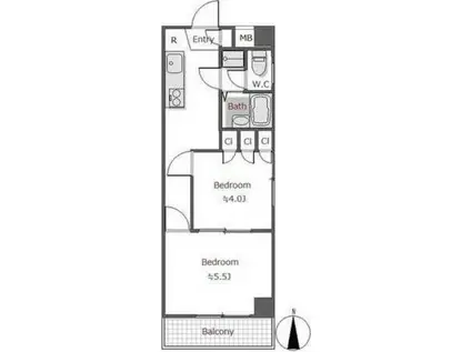 ライオンズマンション錦糸町第7(2K/4階)の間取り写真