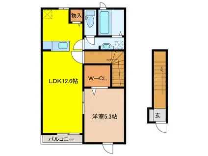 リュニック唯1(1LDK/2階)の間取り写真