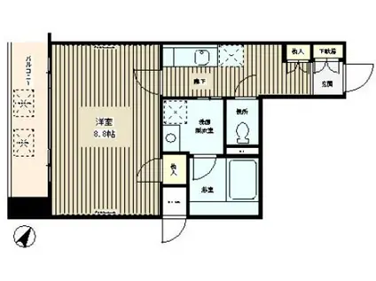 クロスフォート砧(1K/3階)の間取り写真