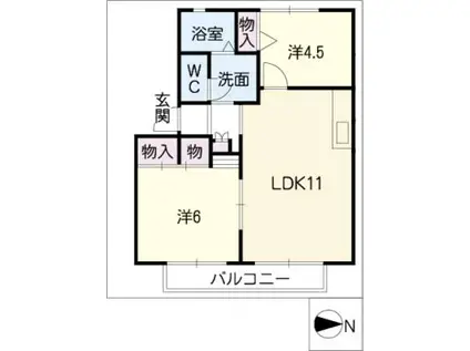 アイリスときわA棟(2LDK/2階)の間取り写真