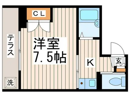BRUN CHATEL(1K/1階)の間取り写真