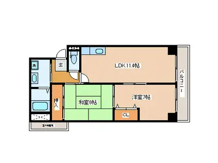 ル・シャンテM(2LDK/4階)の間取り写真