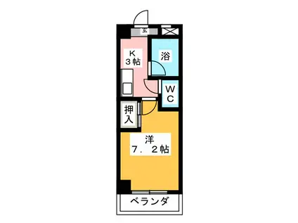 ヴィラユタカ(1K/2階)の間取り写真