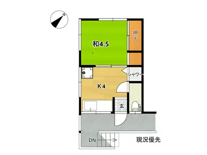 カーサ白子(1DK/2階)の間取り写真