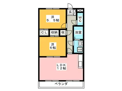 エントピア錦(2LDK/4階)の間取り写真