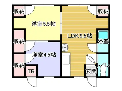 コスモ黄金(2DK/1階)の間取り写真